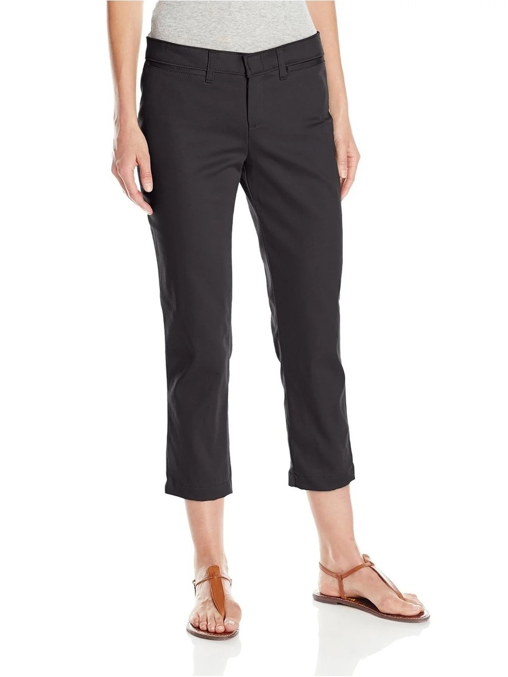 NWT Dickies Pants Womens 4 Black Relaxed Stretch Twill Capri Chino Work Slacks